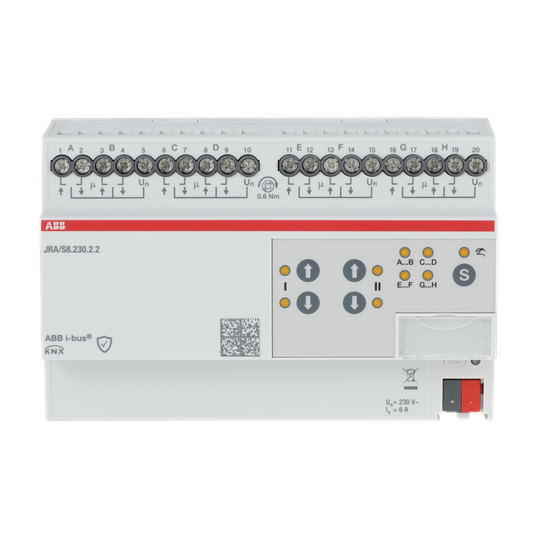 ABB Actionneur KNX Secure 8 Volets/Stores 230 VAC 6A, commande manu, Gamme basique