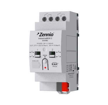 Zennio IndustrialBOX 2. Actionneur industriel avec 2 sorties (20 A - 200 µF), contrô...