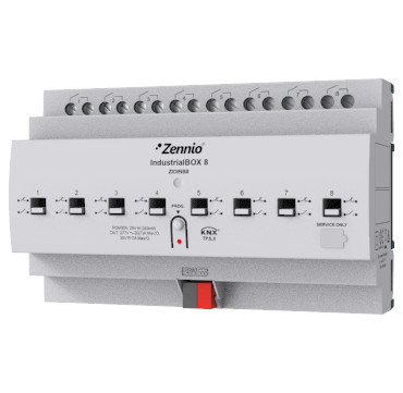 Zennio IndustrialBOX 8. Actionneur industriel avec 8 sorties (20 A - 200 µF), contrô...