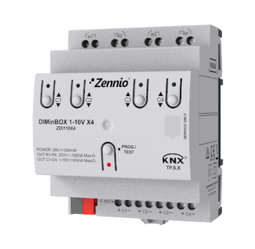 Zennio DIMinBOX 1-10V X4. Actionneur variateur avec 4 canaux pour ballasts 1-10V