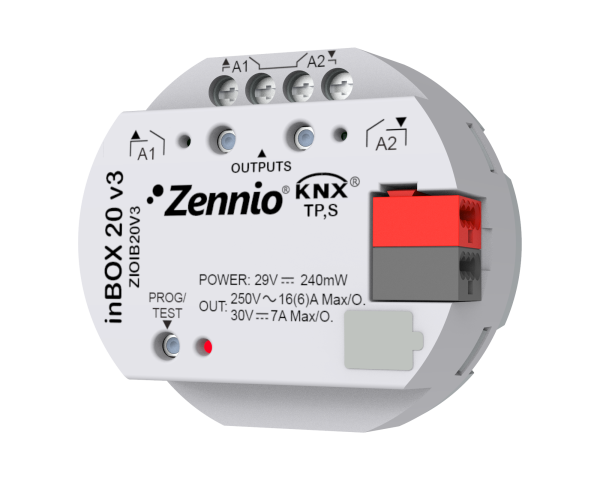 Zennio inBOX 20 v3. Actionneur multifonction KNX à encastrer