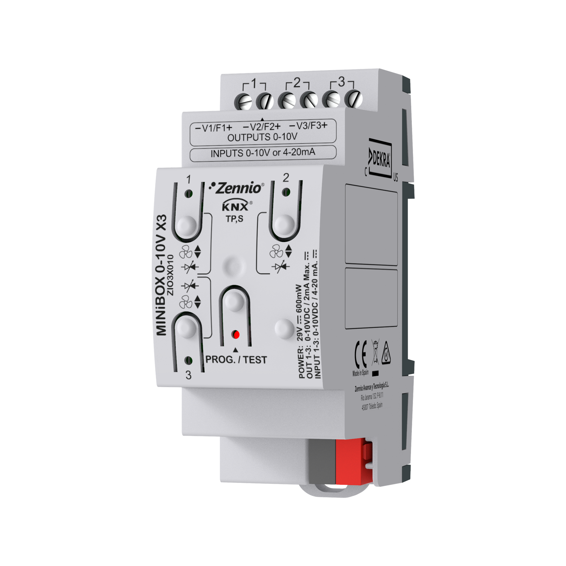Zennio MINIBOX 0-10V X3. Actionneur multifonction avec 3
