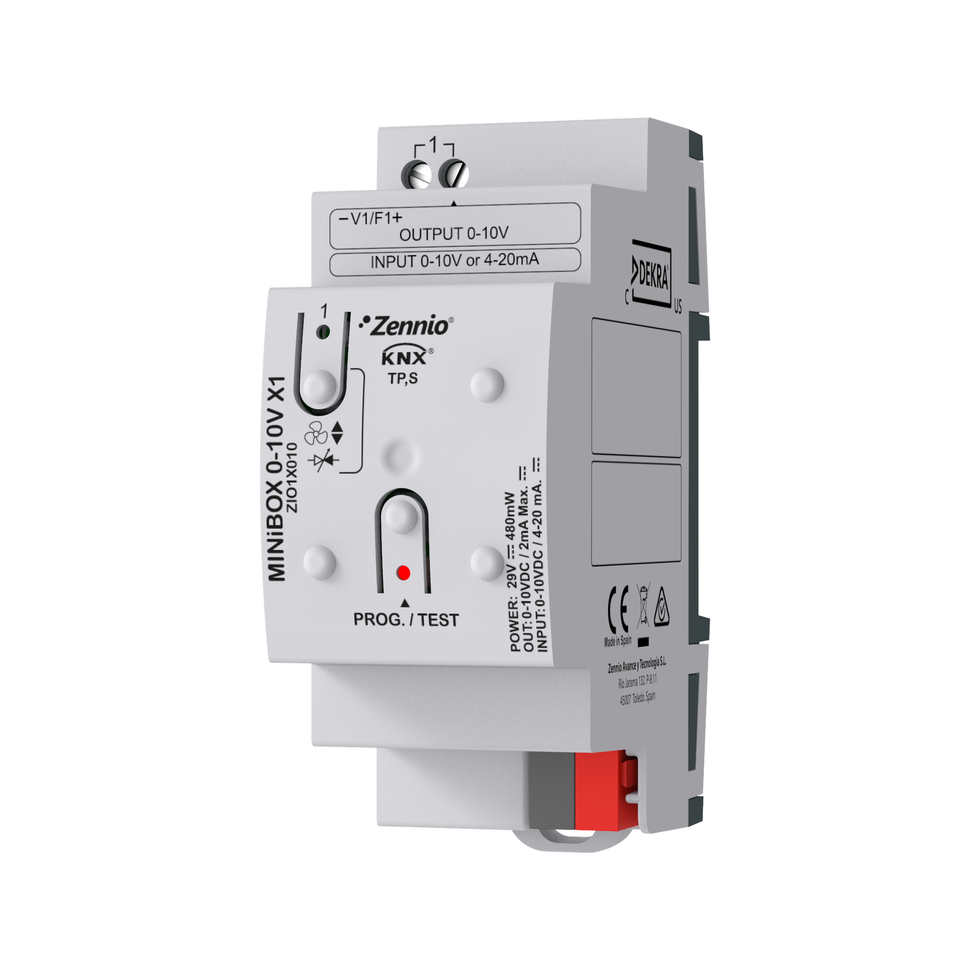 Zennio MINiBOX 0-10V X1. Actionneur multifonction avec 1 bloc
