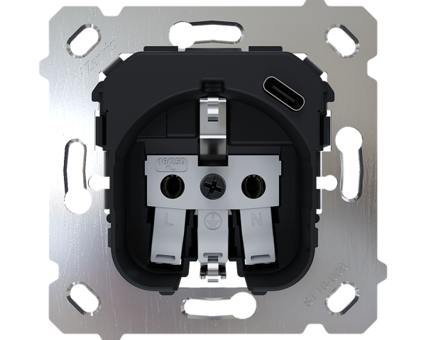 Zennio ZS55/ZS70. Base de prise Schuko 16 A /250 V ~ avec USB