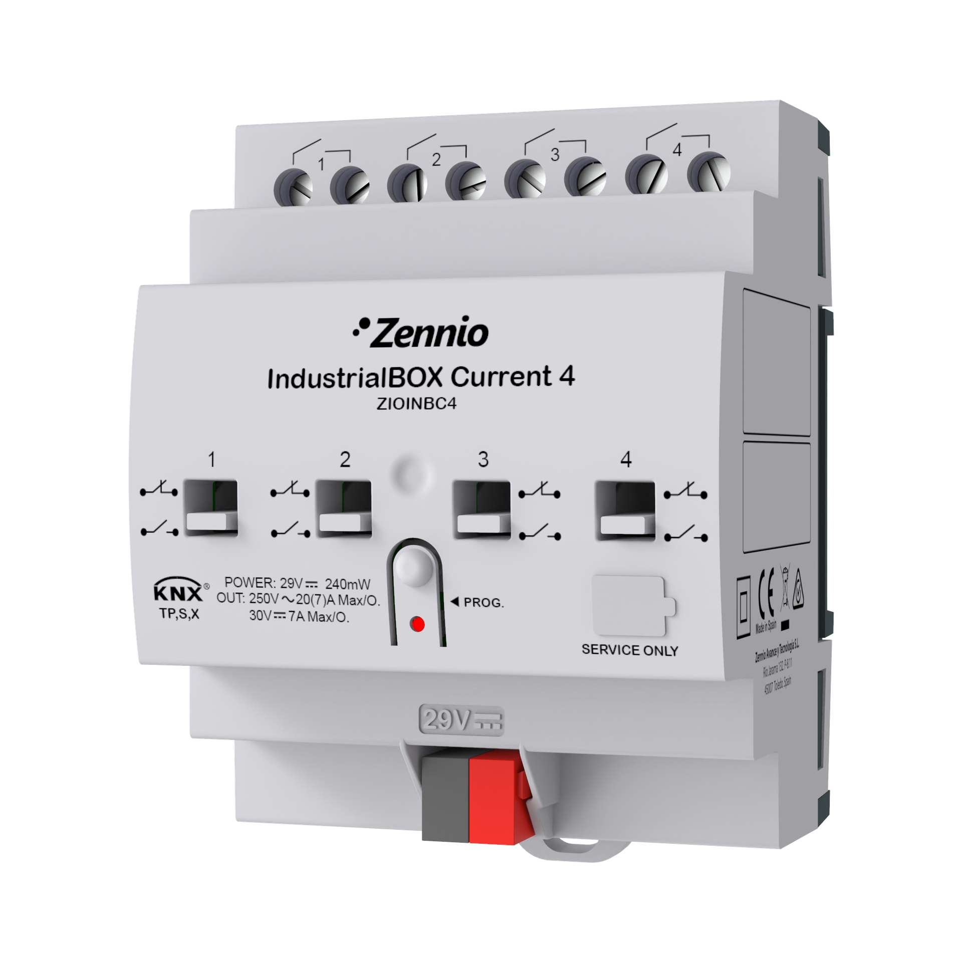 Zennio IndustrialBOX Current 4. Actionneur industriel avec 4