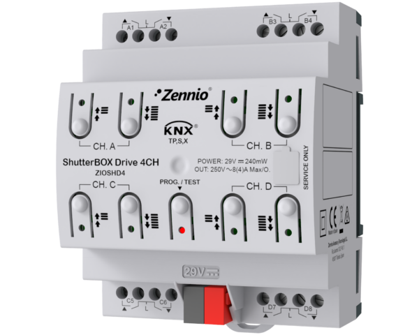 Zennio ShutterBOX Drive 4CH. Actionneur de volets de 4 canaux