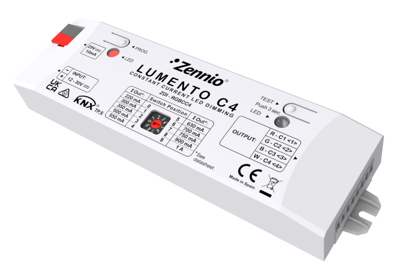 Zennio Lumento C4. Régulateur de 4 canaux PWM de courant