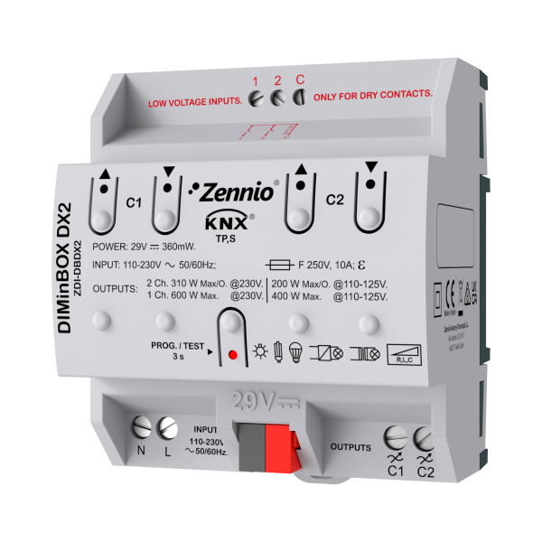 Zennio DIMinBOX DX2. Régulateur universel. 2 canaux x 310W ou