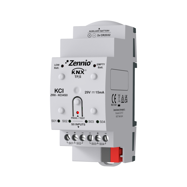 Zennio KCI. Interface KNX pour 4 compteurs de consommation